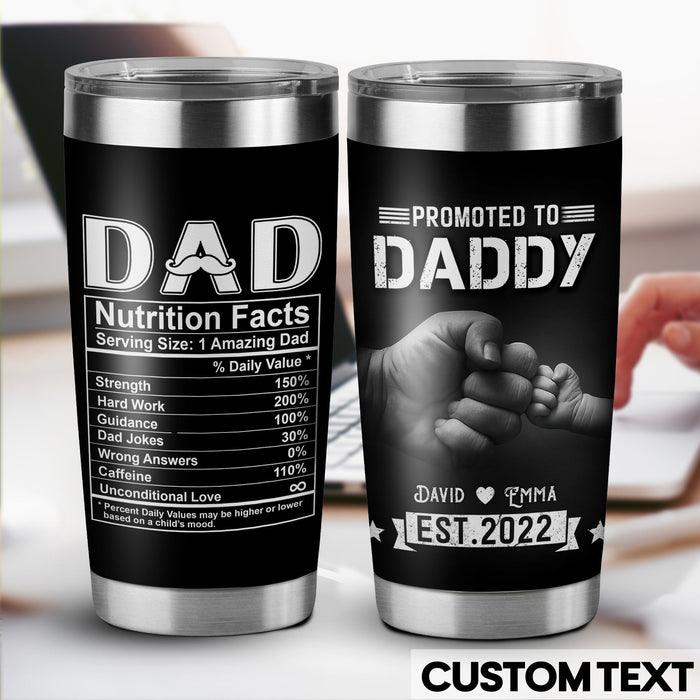 Personalized Tumbler For New Dad From Son Daughter Fist Bump Nutrition Custom Name Travel Cup Gifts For Birthday