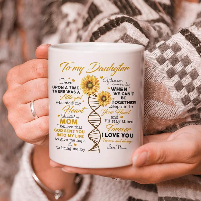 Personalized To My Daughter Coffee Mug God Sent You To My Life DNA Tree Custom Name White Cup Gifts For Christmas