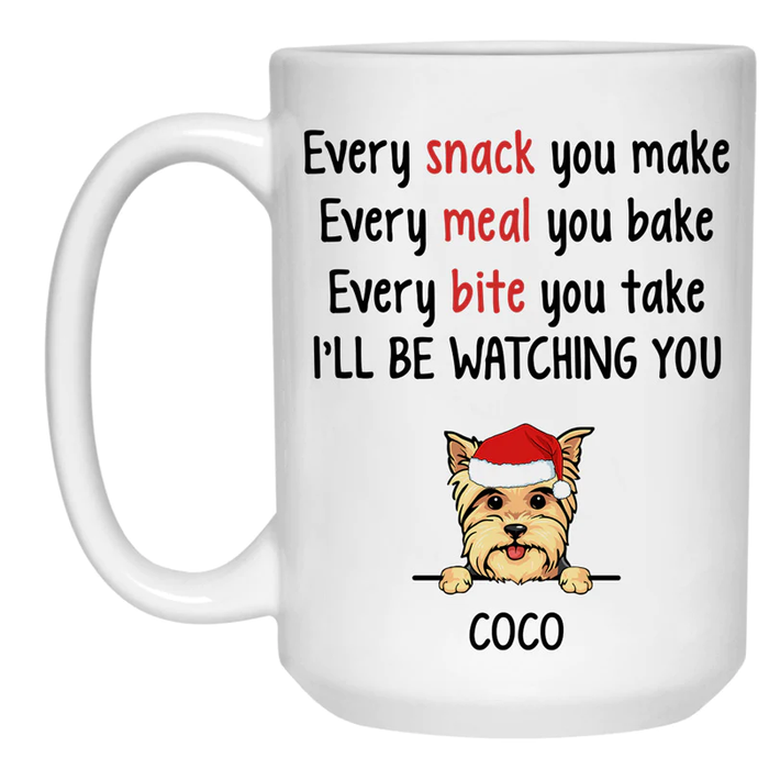 Personalized Coffee Mug Gifts For Dog Owners Every Bite You Take We'll Watch You Custom Name White Cup For Birthday