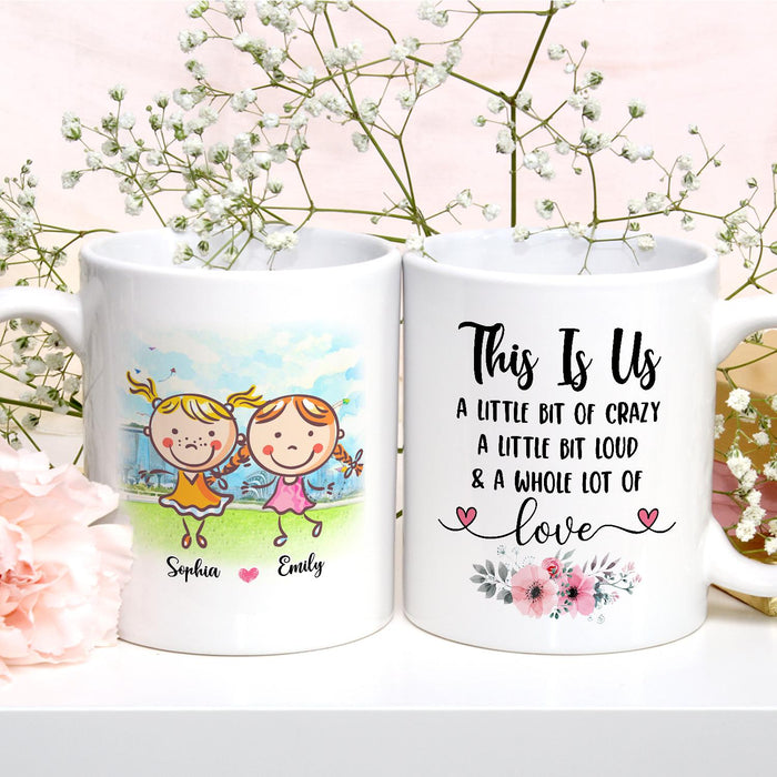 Personalized Ceramic Coffee Mug For Bestie BFF This Is Us Cute Girls & Flower Print Custom Name 11 15oz Cup
