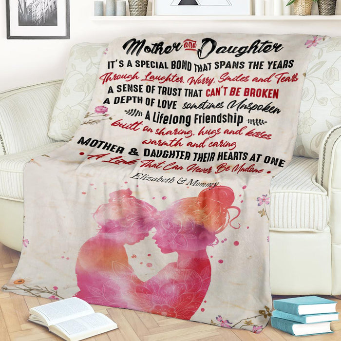 Personalized Mother & Daughter Blanket It'S A Special Bond That Spans The Years Hugging Mommy & Baby Custom Name