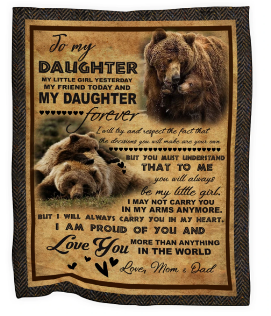 Personalized Bear Family Vintage Blanket To My Daughter From Mom And Dad I Am Proud Of You And Love You Custom Name