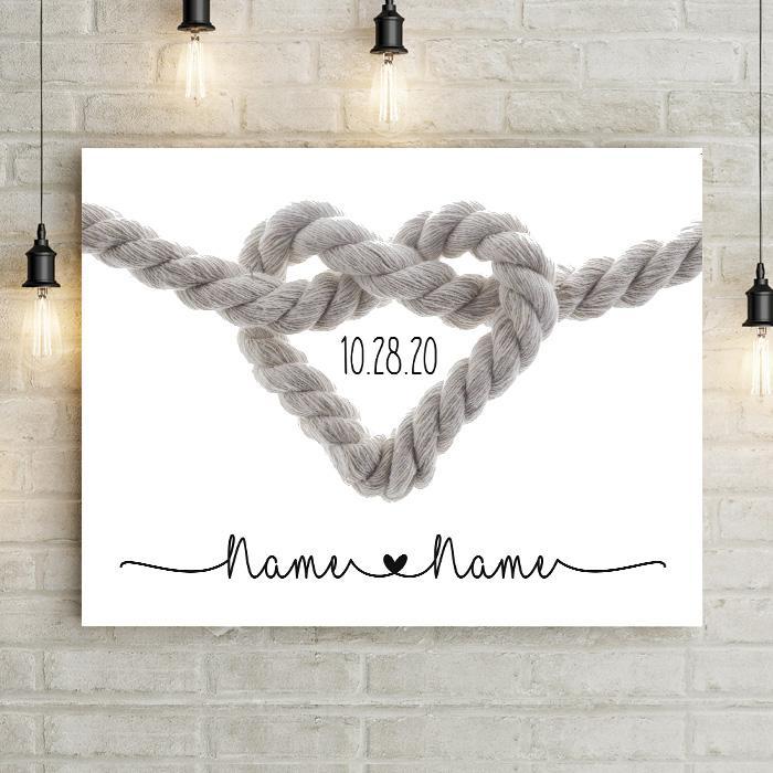 Personalized Canvas Wall Art For Couples Tie Knot Hearts Romantic Quotes Custom Name Poster Prints Gifts For Anniversary