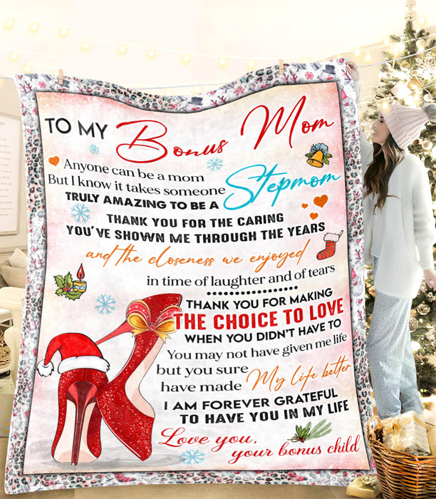 Personalized To My Bonus Mom Blanket It Takes Someone Truly Awesome To Be High Heel Holly Custom Name Christmas Gifts
