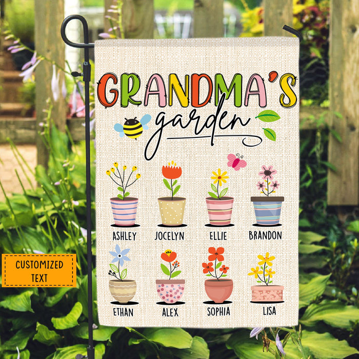 Personalized Garden Flag For Nana Grandma's Flower Garden Cute Bee Custom Grandkids Name Welcome Flag Christmas Gifts