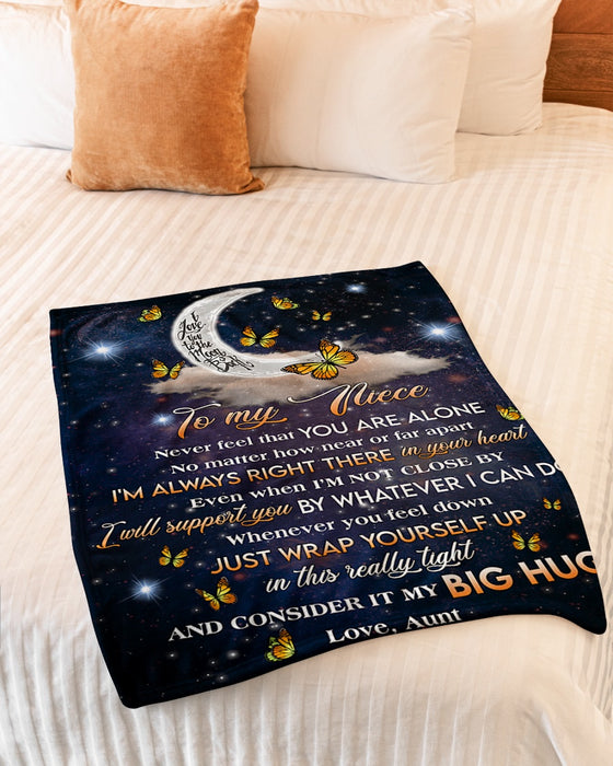 Personalized To My Niece Blanket From Aunt Uncle I Will Support You Moon Butterflies Custom Name Gifts For Christmas