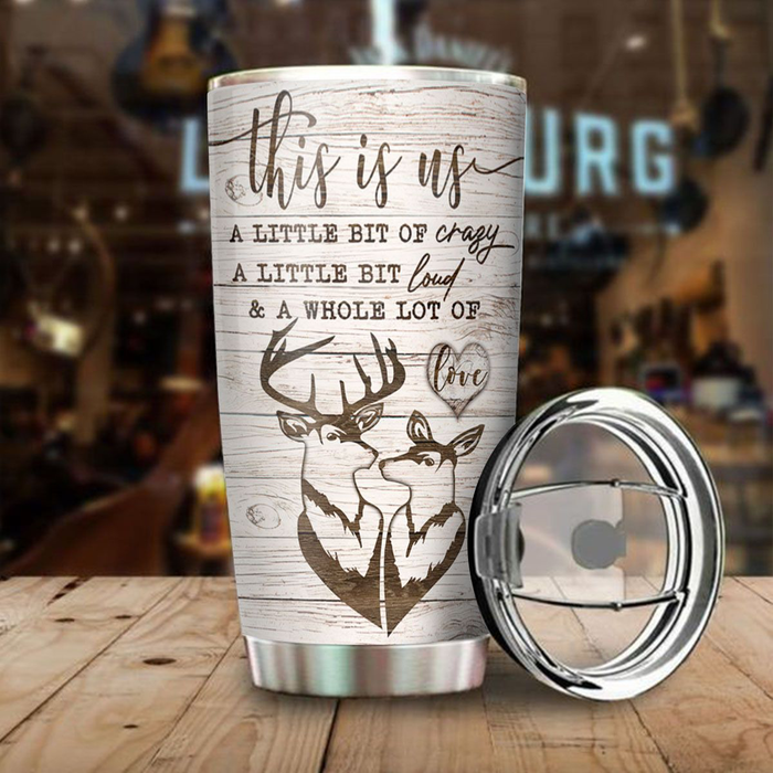 Personalized To My Husband Tumbler From Wife Hunting Deer This Is Us A Whole Lot Of Love Custom Name Gifts For Birthday