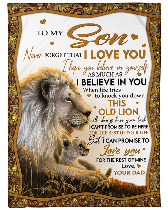 Personalized To My Son Blanket From Mom Dad Custom Name Lion Never Forget That I Love You Gifts For Birthday Christmas