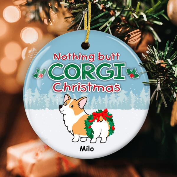 Personalized Ornament For Dog Owners Nothing But Corgi Cute Dog Wreath Custom Name Tree Hanging Gifts For Christmas