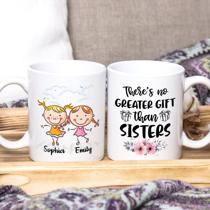 Personalized Ceramic Coffee Mug For Bestie BFF No Greater Gift Cute Girls & Flower Print Custom Name 11 15oz Cup