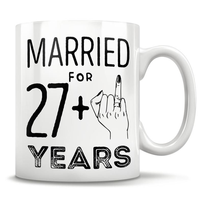 Personalized Coffee Mug Gifts For Couple Him Her Mittelfinger Married For 27 Years Custom Year White Cup For Anniversary