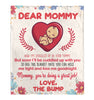Personalized Fleece Blanket Dear Mommy From Baby Bump Now I'm Snuggled Up In Your Tummy Baby & Heart Printed