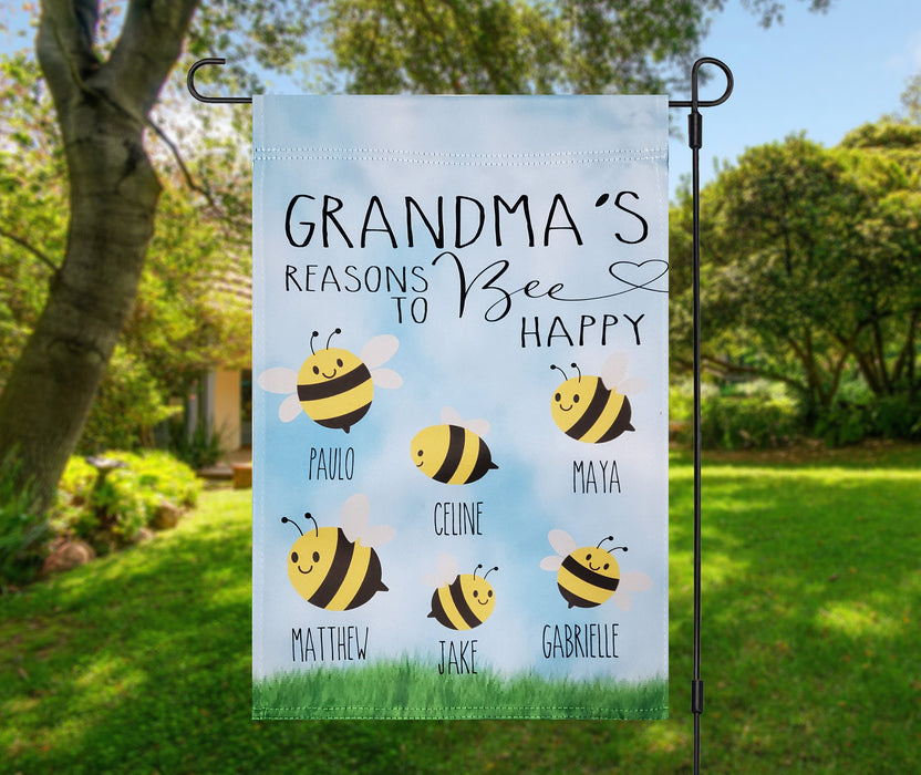 Personalized Garden Flag For Nana Grandma Bee Happy Custom Grandkids Name Welcome Outdoor Flag Gifts For Christmas
