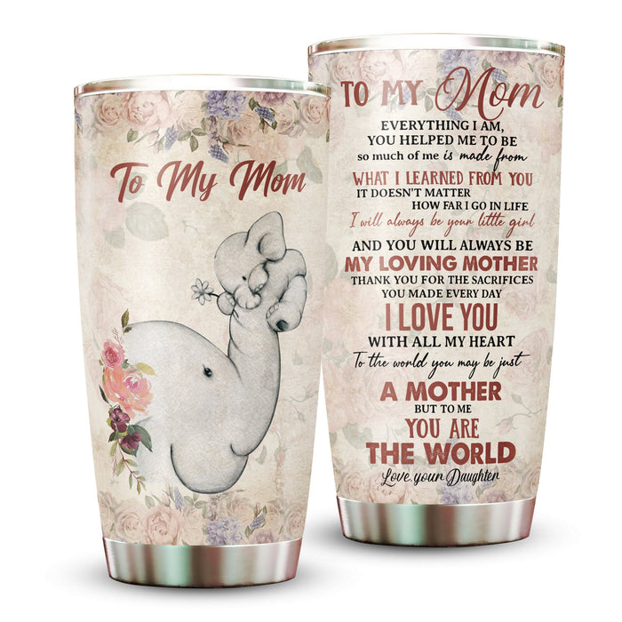 Personalized Tumbler To Mommy Floral Baby Elephant Unique Gifts For Mom Custom Name Travel Cup For Birthday