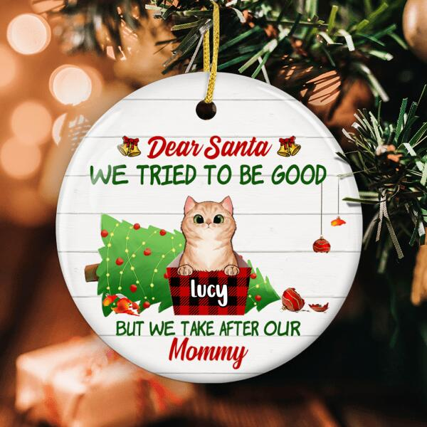 Personalized Ornament For Cat Lovers We Tried To Be Good Buffalo Plaid Custom Name Tree Hanging Gifts For Christmas Xmas