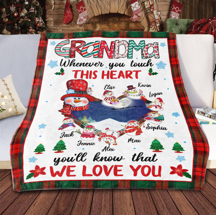 Personalized To My Grandma Blanket From Grandkids You'll Know We Love You Snowman Custom Name Gifts For Christmas
