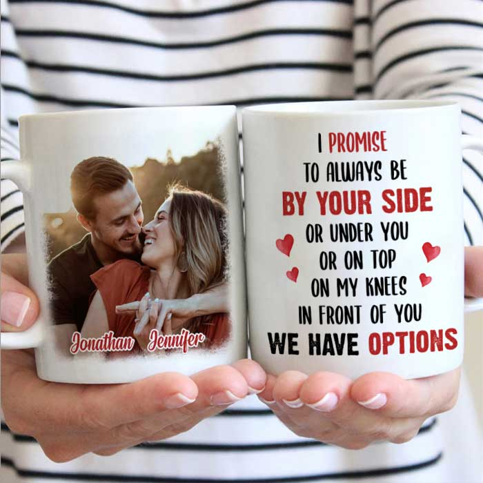 Personalized Coffee Mug Gifts For Couples I Promise To Always Be By Your Side Custom Name Photo White Cup For Valentines