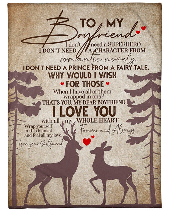 Personalized To My Boyfriend Blanket From Girlfriend Deer Hunting With All My Whole Heart Custom Name Gifts For Birthday