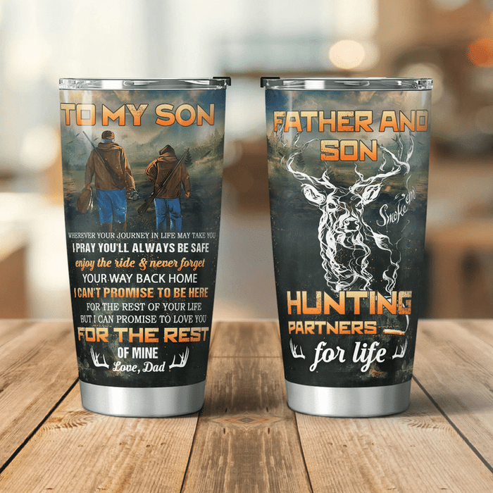 Personalized To My Son Tumbler From Parents Deer Hunting Enjoy The Rides Custom Name Travel Cup Gifts For Birthday