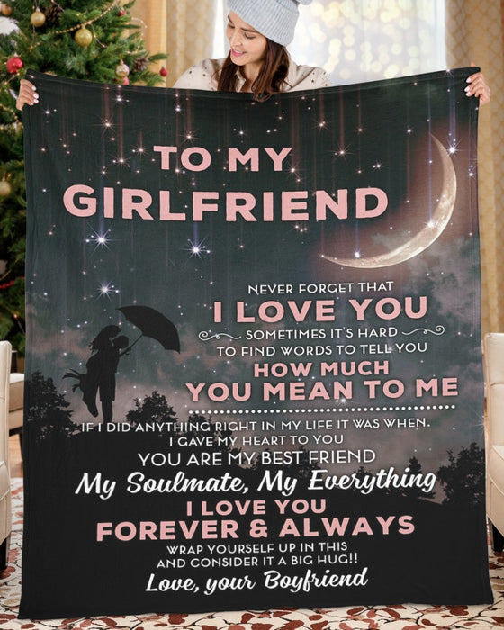 Personalized To My Girlfriend Blanket Gifts From Boyfriend You Are My Everything Romantic Moon Custom Name For Birthday