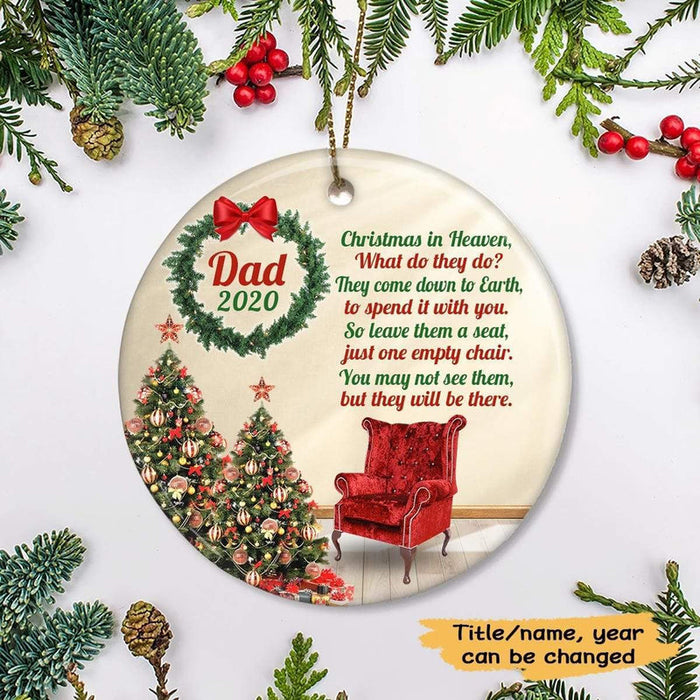 Personalized Memorial Ornament For Dad In Heaven Wreath Ribbon They Will See Me Custom Name Sympathy Gifts