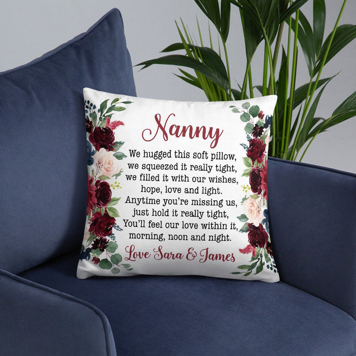 Personalized Square Pillow For Grandma Hold It Really Tight Flowers Custom Grandkids Name Sofa Cushion Birthday Gifts