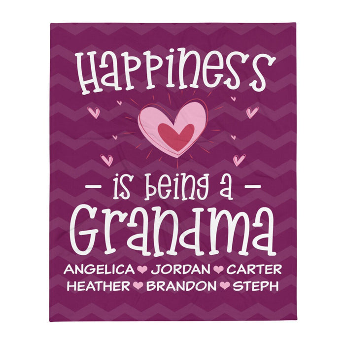 Personalized To My Grandma Blanket From Grandkids Happiness Is Being A Nana Cute Heart Custom Name Gifts For Christmas