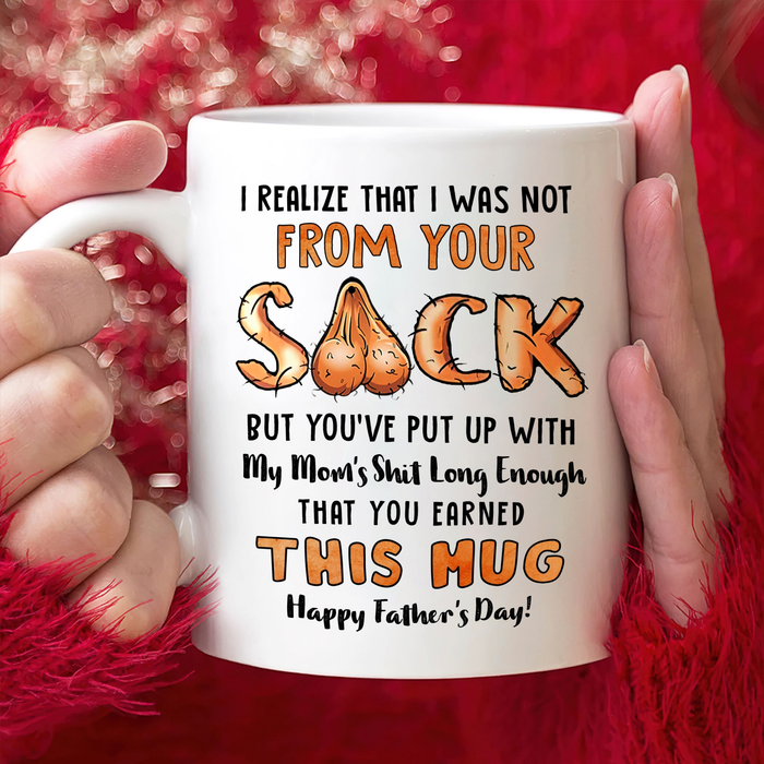 Funny Ceramic Coffee Mug For Bonus Dad You Earned This Mug Cute Hairy Sack Print Custom Kids Name 11 15oz Cup
