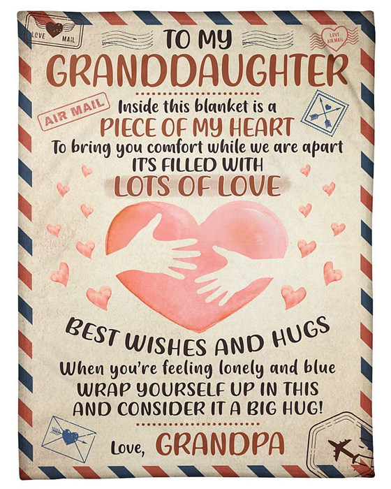 Personalized To My Granddaughter Heart Letter Fleece Blanket From Grandpa It Is Filled With Lots Of Love