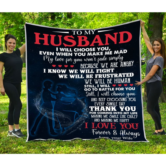Personalized Romantic Blanket To My Husband I Will Choose You Dancing Couple Printed Blanket For Valentines Custom Name