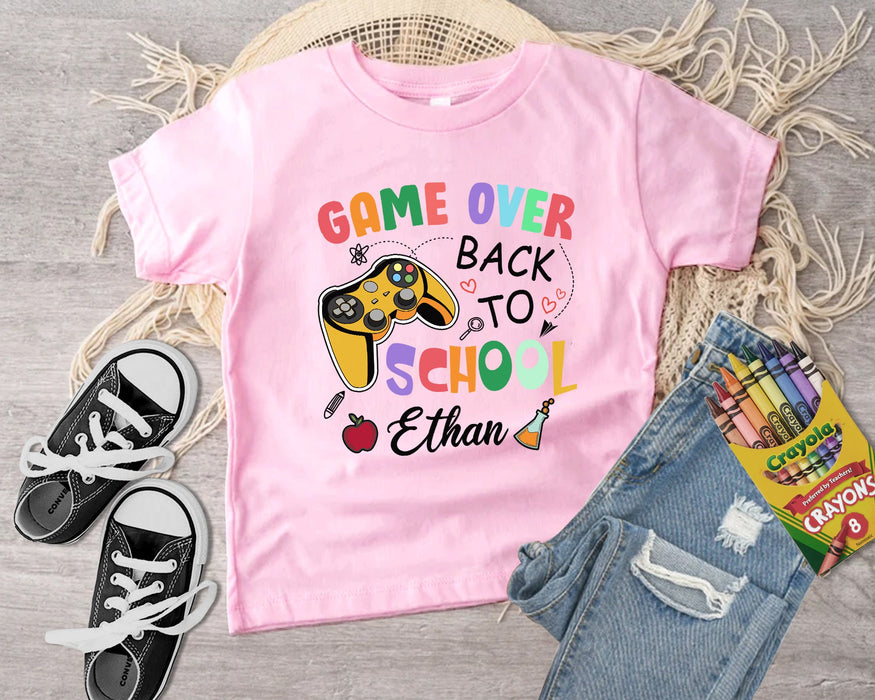 Personalized T-Shirt For Kids Video Game Lovers Game Over Custom Name Shirt Back To School Outfit Gifts For Boys Girls
