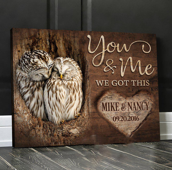 Personalized Canvas Wall Art For Couples Owls Couple You And Me We Got This Custom Name Poster Prints Gifts For Birthday