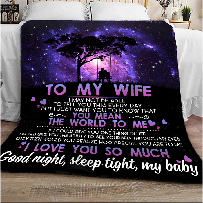 Personalized Blanket To My Wife On Valentines Romantic Couple Under The Moon Blankets Custom Name