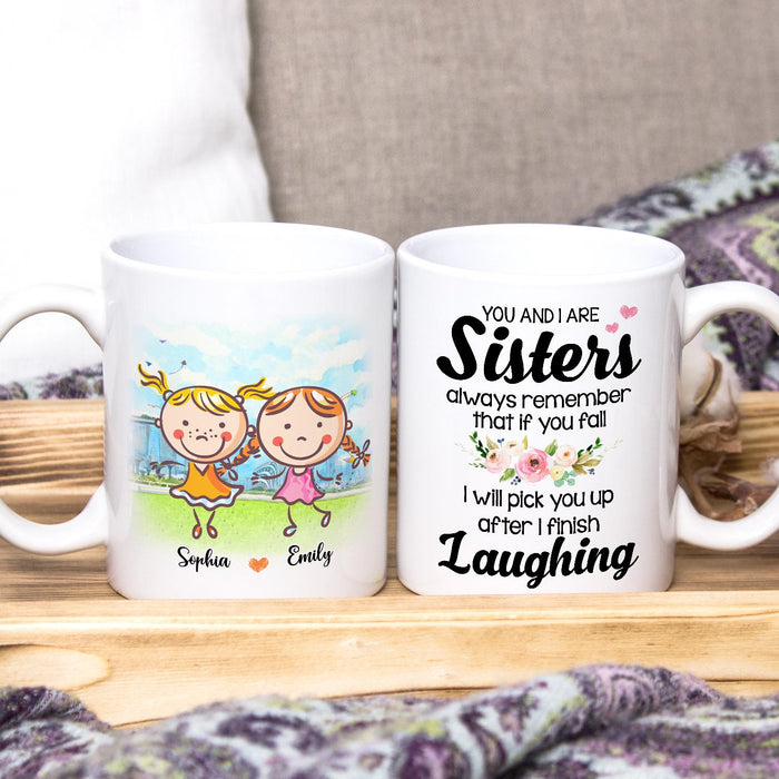 Personalized Ceramic Coffee Mug For Bestie BFF After Finish Laughing Cute Girls Print Custom Name 11 15oz Cup