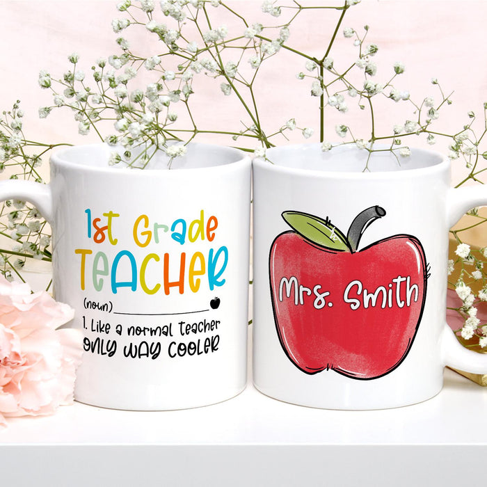 Personalized Ceramic Coffee Mug First Grade Teacher Definition Custom Name & Grade Level 11 15oz Back To School Cup