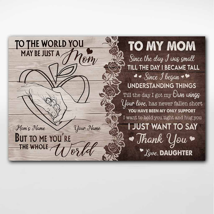 Personalized Canvas Wall Art For Mom From Kids Till The Day I Became Tall Hand In Hand Custom Name Poster Home Decor