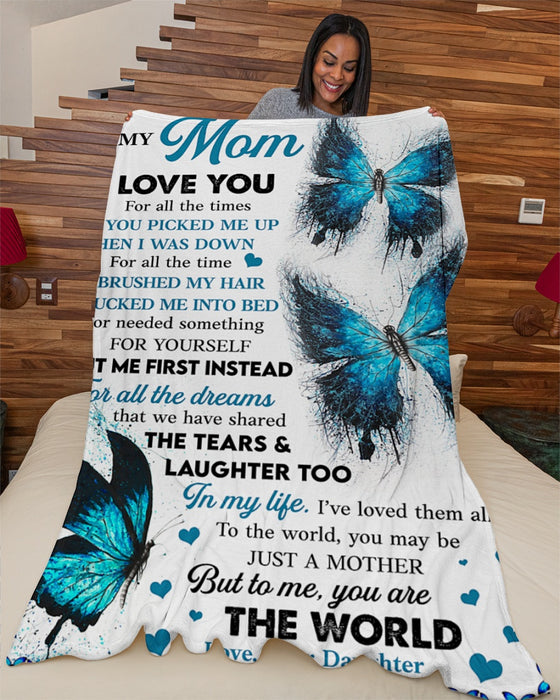 Personalized Blanket To My Mom From Daughter Tear & Laughter Beautiful Butterfly Printed Vintage Style Custom Name