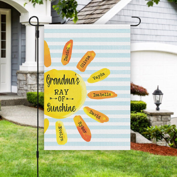 Personalized Garden Flag For Nana Grandma's Rays Of Sunshine Custom Grandkids Name Welcome Flag Gifts For Family Day