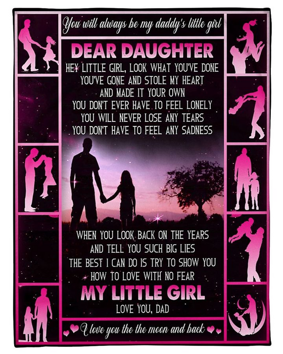 Personalized Pink Fleece Blanket To My Daughter You Will Always Be My Daddy'S Little Girl Sherpa Blankets Custom Name