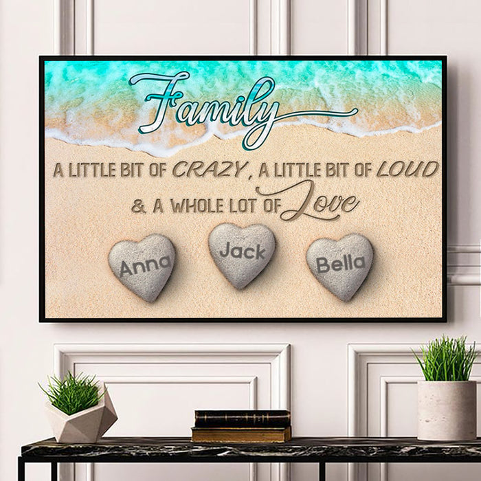 Personalized Wall Art Canvas For Family Whole Lot Of Love Hearts On The Beach Poster Print Custom Multi Name