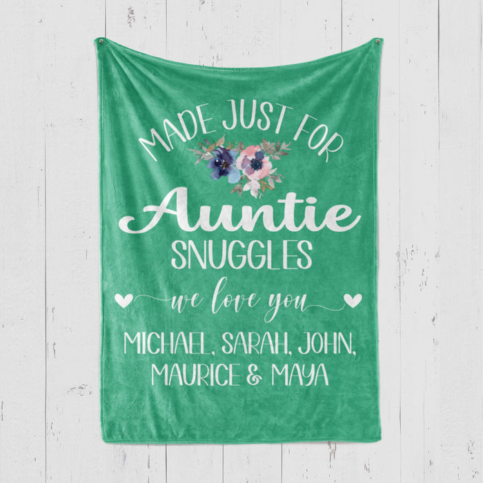 Personalized To My Auntie Blanket From Niece Nephew Just For Auntie Snuggles Florals Custom Name Gifts For Christmas