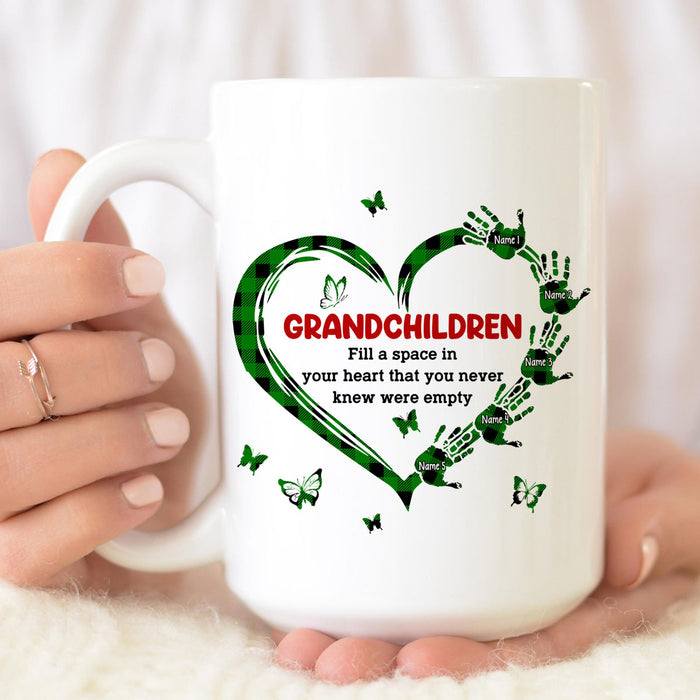 Personalized Coffee Mug Gifts For Grandma Grandchildren Fill A Space In Heart Custom Grandkids Name Christmas White Cup