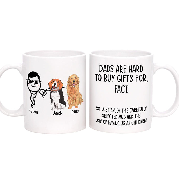 Personalized Ceramic Coffee Mug For Dog Dad Dads Are Hard To Funny Sperm & Dog Print Custom Name 11 15oz Cup