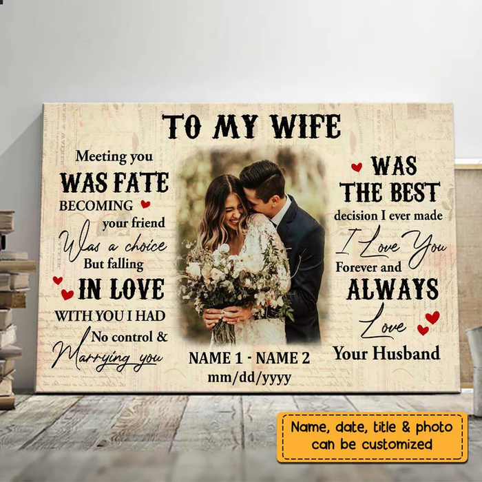 Personalized To My Wife Canvas Wall Art From Husband Becoming Friend Was A Choice Custom Name Photo Canvas Poster Gifts