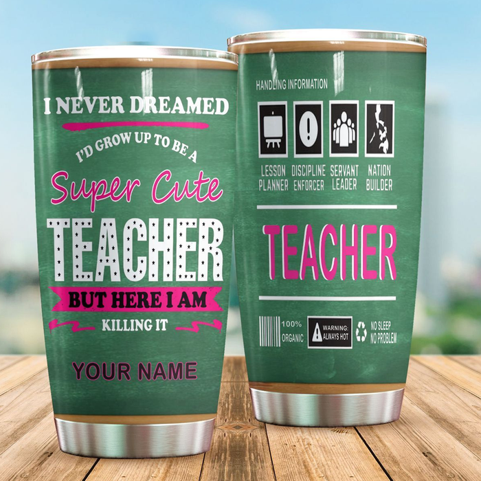 Personalized Travel Cup I Never Dreamed I'd Grow Up To Be A Teacher 20oz Tumbler Custom Name Back To School Gifts