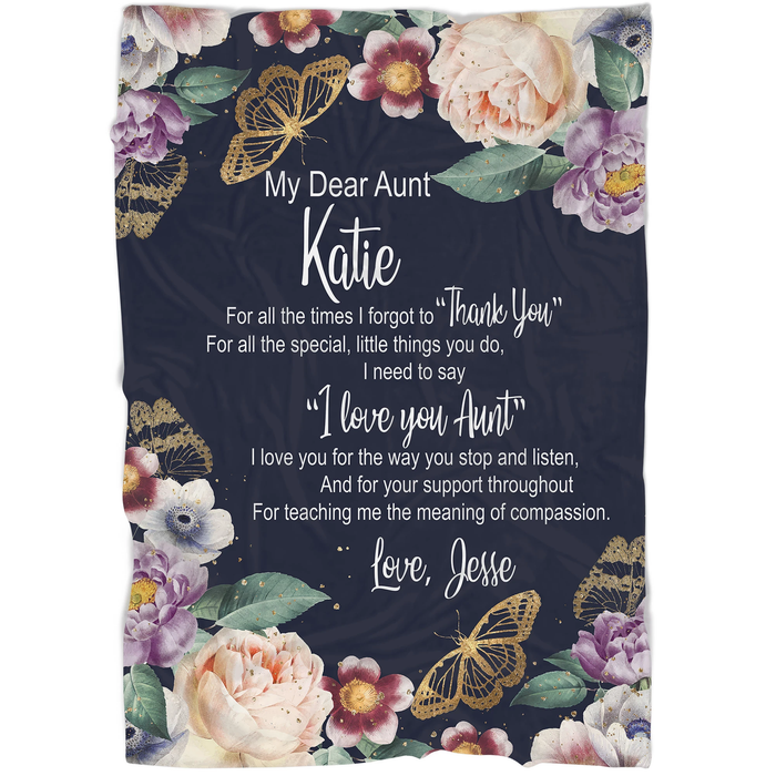Personalized My Dear Aunt From Kids For All The Times I Forgot To Thank You Flower & Butterfly Printed Custom Names