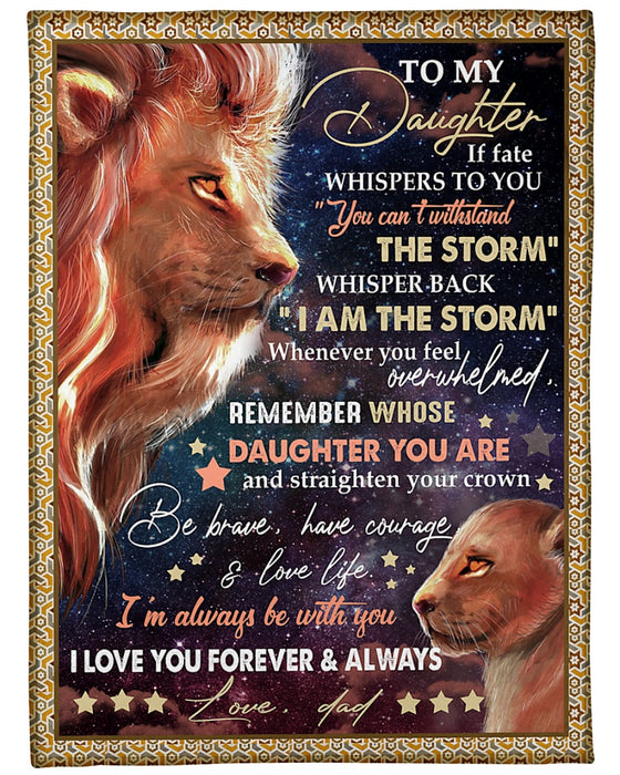 Personalized Blanket To My Daughter From Dad Vintage Old & Baby Lion Under Star Night Background Custom Name