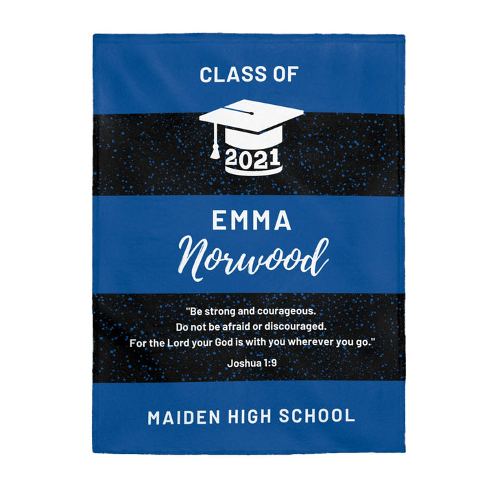 Personalized Graduation Blanket Class Of 2022 Be Strong And Courageous Custom Name & School Senior Graduation Blanket