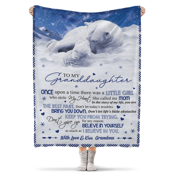 Personalized To My Granddaughter Blanket From Grandma Once Upon A Time There Is A Little Girl Polar Bear Printed