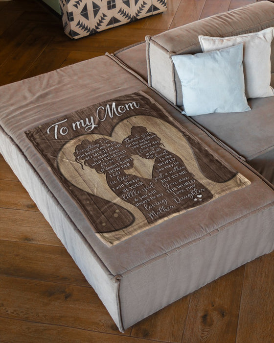 Personalized Blanket To My Mom From Daughter Mommy & Baby Print Wooden Design Custom Name Mother's Day Blanket